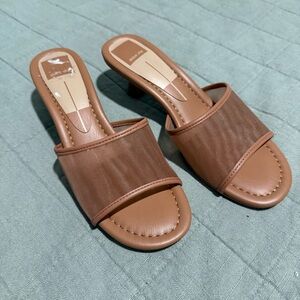 Dolce Vita Tan Mesh Slide Heels